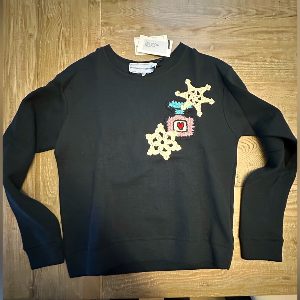 Michaela Beurger Black Sweatshirt w Embroidery - NWT Size S